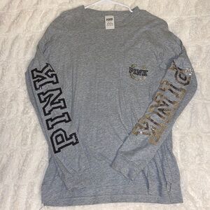 PINK Grey Long-Sleeve Tee Size XS